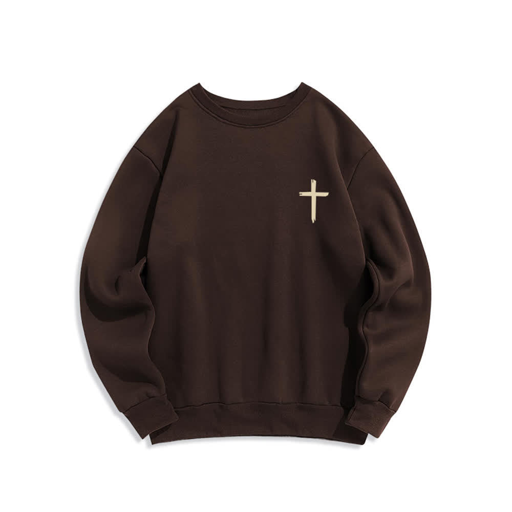 Christianartworkshop Fear Not Angel Back Graphic Cross Crewneck Sweatshirt - image 8