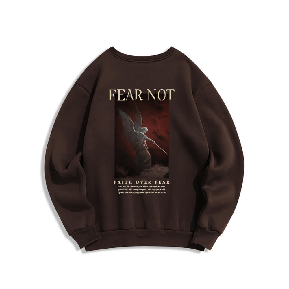 Christianartworkshop Fear Not Angel Back Graphic Cross Crewneck Sweatshirt - image 7
