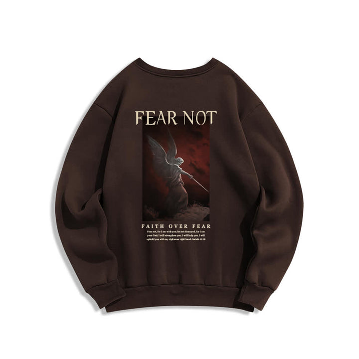 Christianartworkshop Fear Not Angel Back Graphic Cross Crewneck Sweatshirt - image 7