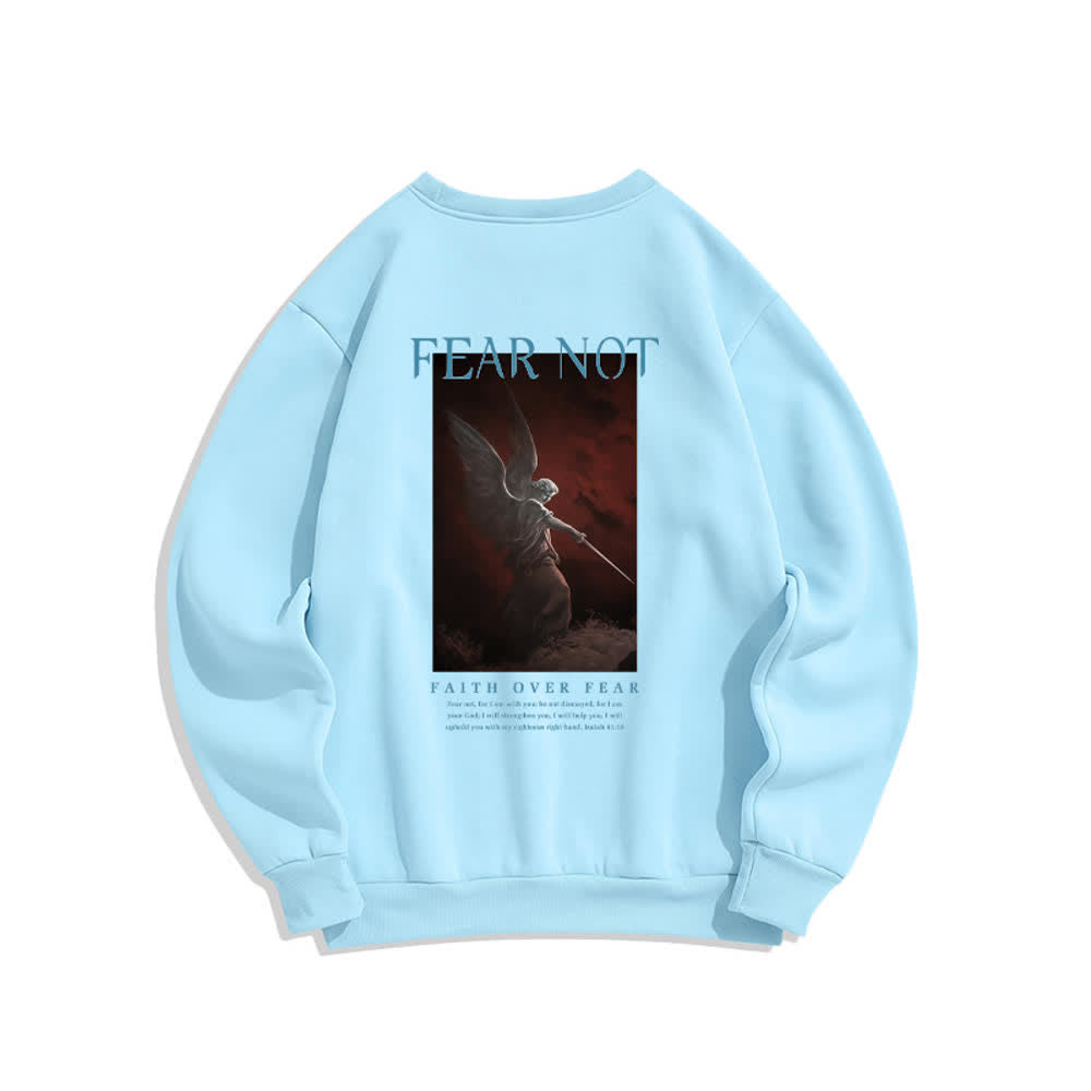 Christianartworkshop Fear Not Angel Back Graphic Cross Crewneck Sweatshirt - image 10