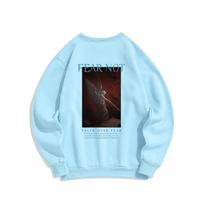 Christianartworkshop Fear Not Angel Back Graphic Cross Crewneck Sweatshirt - image 10