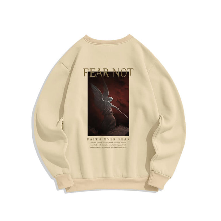 Christianartworkshop Fear Not Angel Back Graphic Cross Crewneck Sweatshirt - image 13