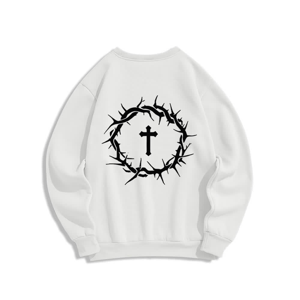 Christianartworkshop Faith Over Fear Cross Graphic Fleece Lined Crewneck Sweatshirts - image 4
