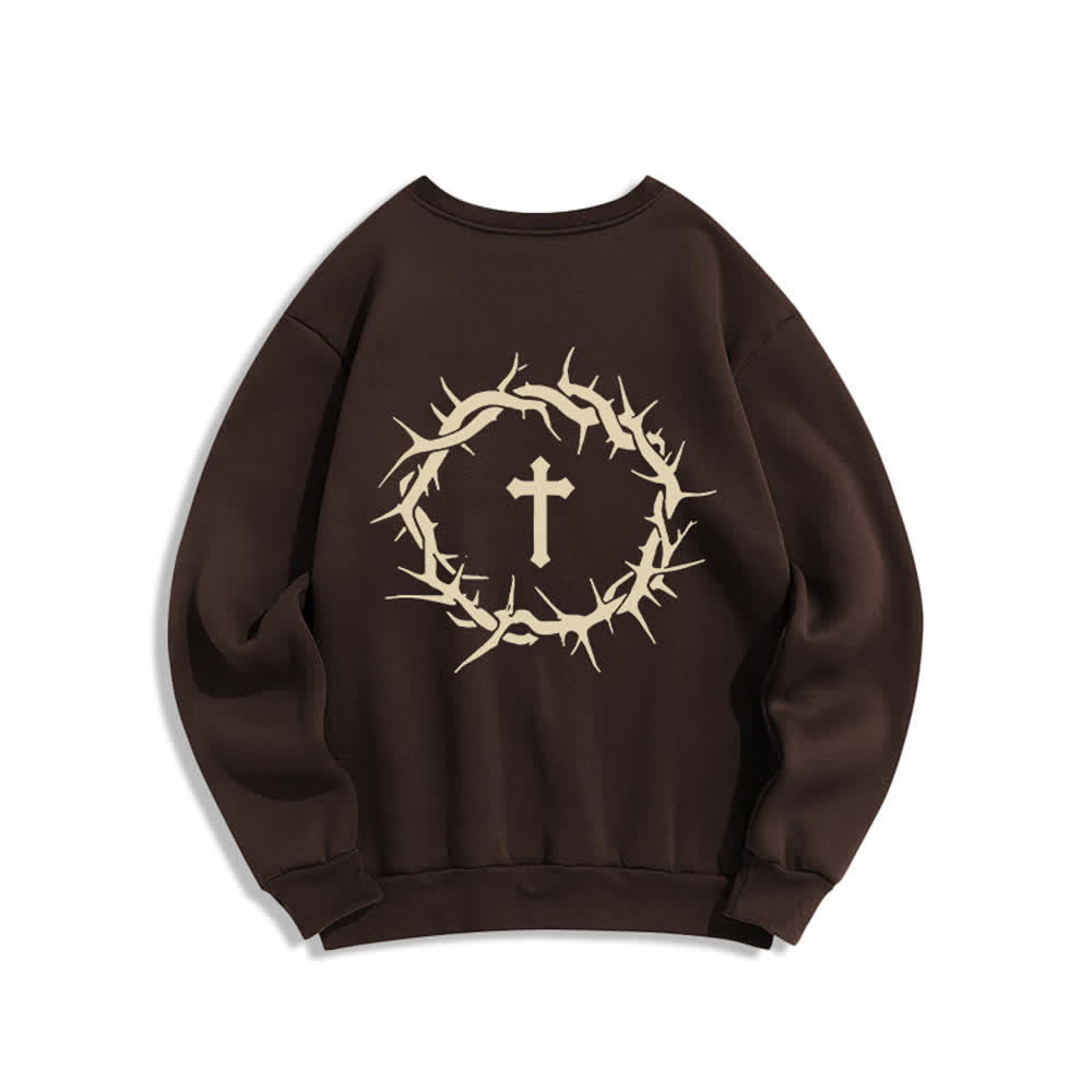 Christianartworkshop Faith Over Fear Cross Graphic Fleece Lined Crewneck Sweatshirts - image 1