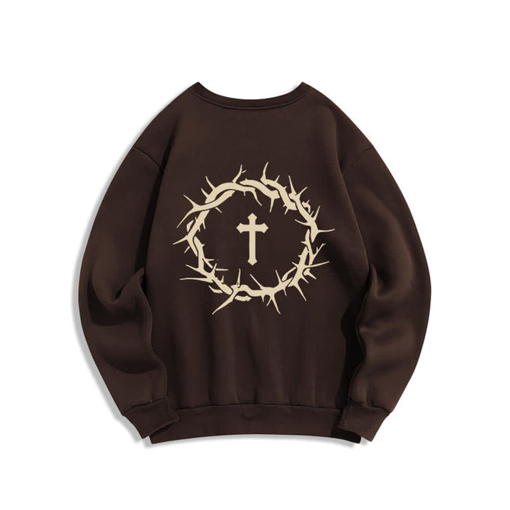 Christianartworkshop Faith Over Fear Cross Graphic Fleece Lined Crewneck Sweatshirts - image 1