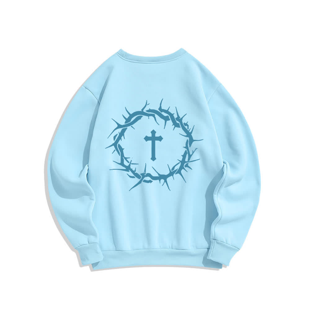 Christianartworkshop Faith Over Fear Cross Graphic Fleece Lined Crewneck Sweatshirts - image 10