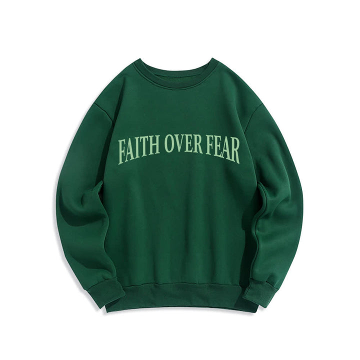 Christianartworkshop Faith Over Fear Cross Graphic Fleece Lined Crewneck Sweatshirts - image 17