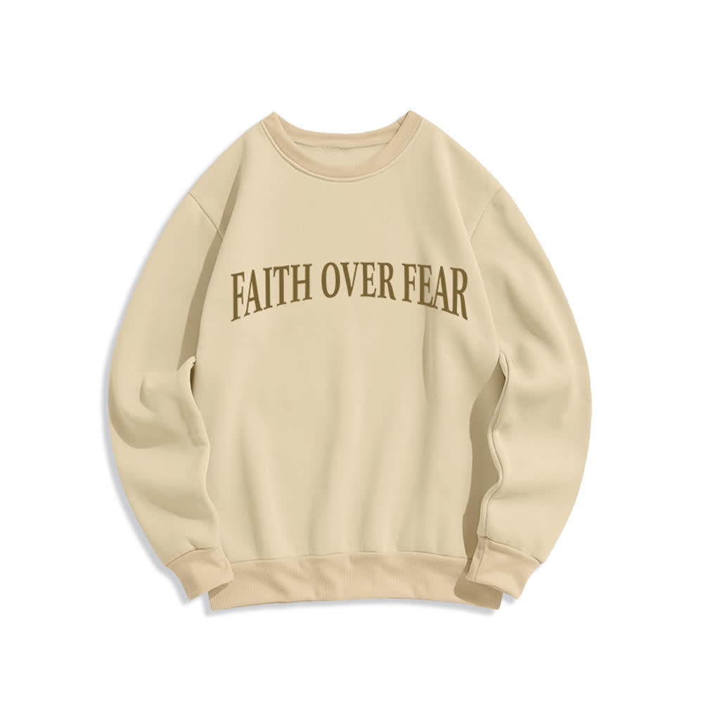 Christianartworkshop Faith Over Fear Cross Graphic Fleece Lined Crewneck Sweatshirts - image 14
