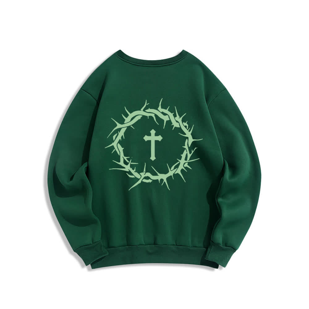 Christianartworkshop Faith Over Fear Cross Graphic Fleece Lined Crewneck Sweatshirts - image 16