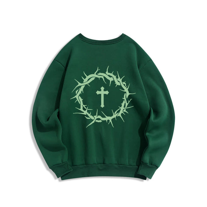 Christianartworkshop Faith Over Fear Cross Graphic Fleece Lined Crewneck Sweatshirts - image 16