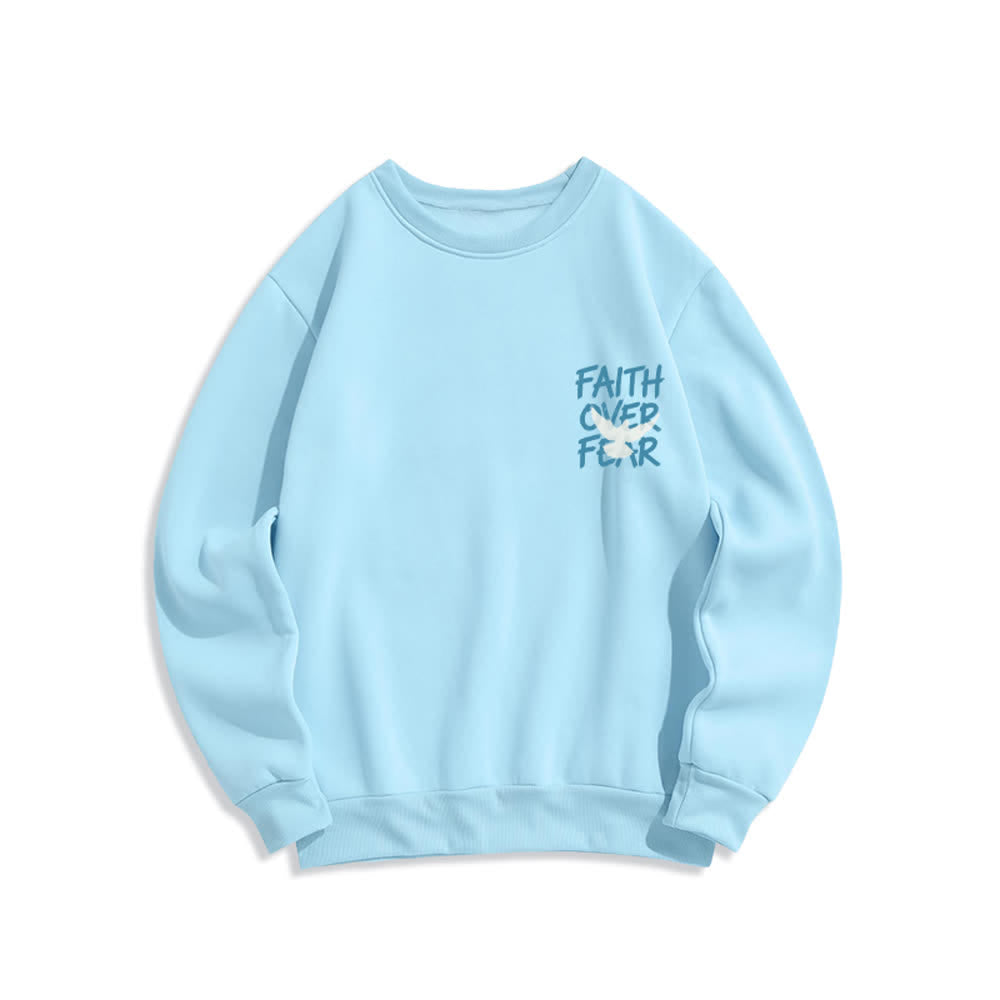 Christianartworkshop Faith Over Fear Dove Graphic Oversized Crewneck Sweatshirt - image 14