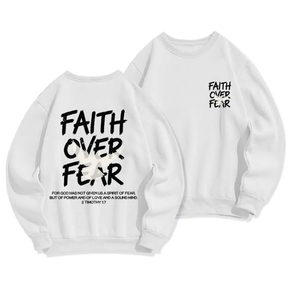 Christianartworkshop Faith Over Fear Dove Graphic Oversized Crewneck Sweatshirt - White - 2XL - image 3