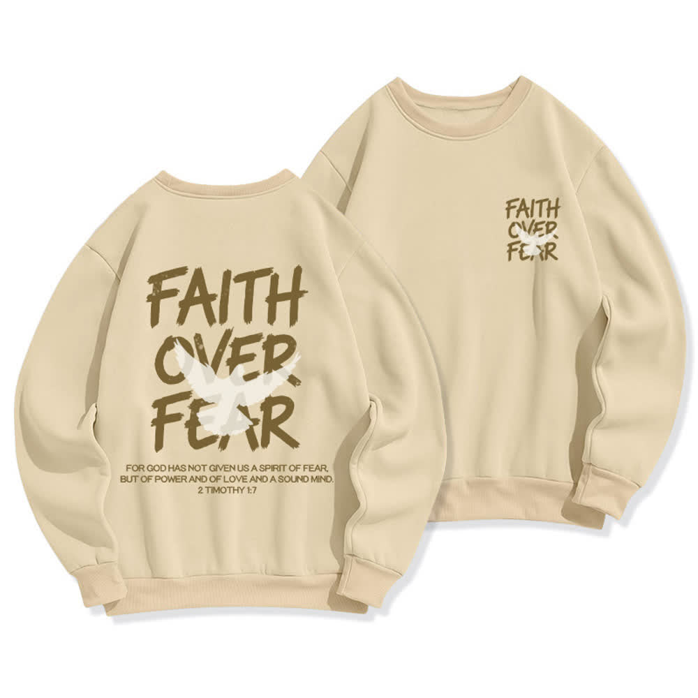 Christianartworkshop Faith Over Fear Dove Graphic Oversized Crewneck Sweatshirt - Beige - 2XL - image 0