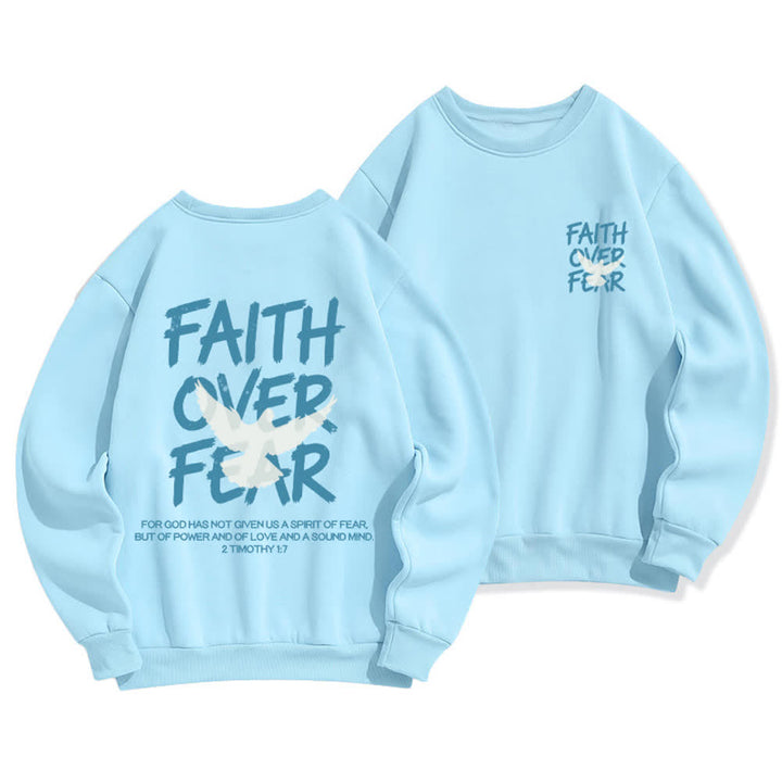 Christianartworkshop Faith Over Fear Dove Graphic Oversized Crewneck Sweatshirt - Blue - 2XL - image 12
