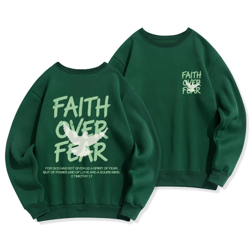 Christianartworkshop Faith Over Fear Dove Graphic Oversized Crewneck Sweatshirt - Green - 2XL - image 15