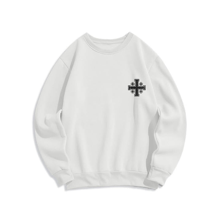 Christianartworkshop Distressed Cross Back Print Oversized Crewneck Sweatshirt - image 5