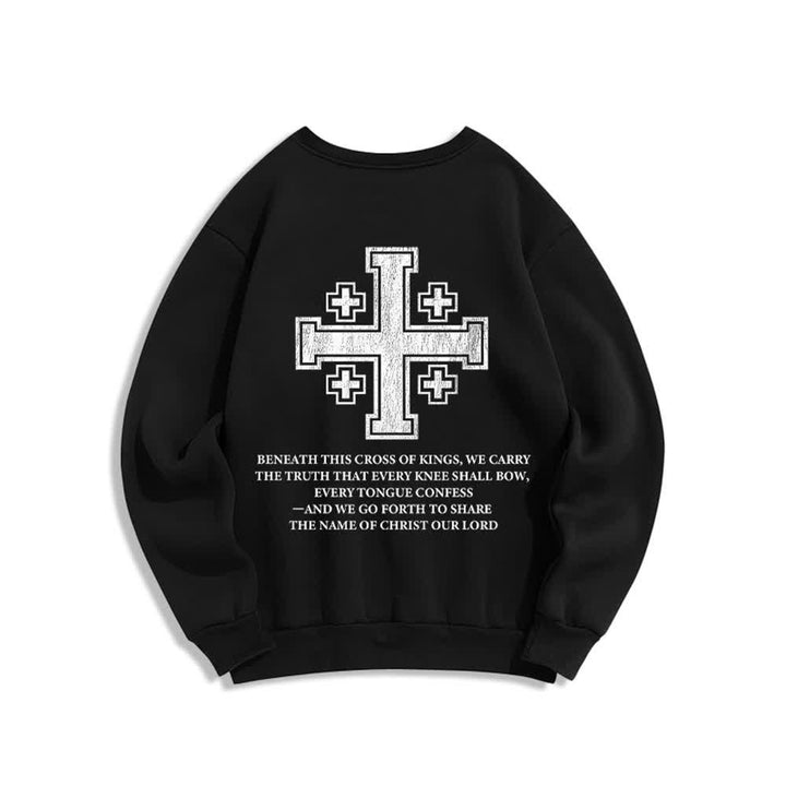 Christianartworkshop Distressed Cross Back Print Oversized Crewneck Sweatshirt - image 1