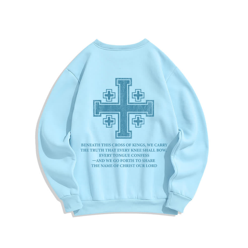 Christianartworkshop Distressed Cross Back Print Oversized Crewneck Sweatshirt - image 10