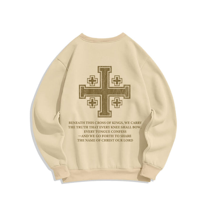 Christianartworkshop Distressed Cross Back Print Oversized Crewneck Sweatshirt - image 13