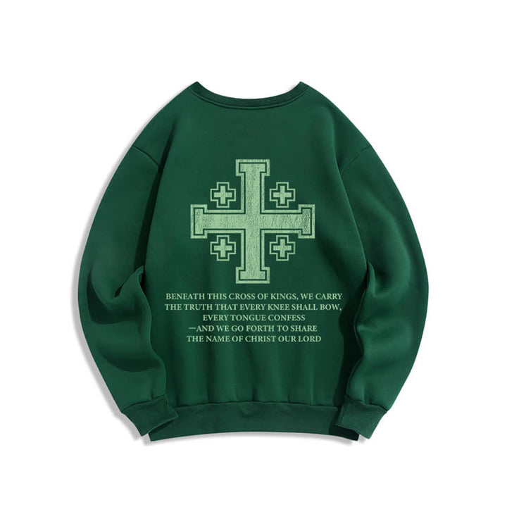Christianartworkshop Distressed Cross Back Print Oversized Crewneck Sweatshirt - image 16