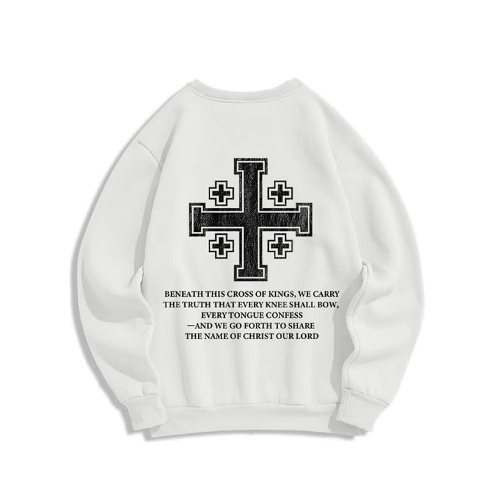 Christianartworkshop Distressed Cross Back Print Oversized Crewneck Sweatshirt - image 4