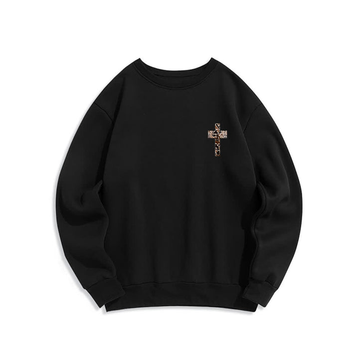 Christianartworkshop Olive Camo Cross Verse Oversized Crewneck Sweatshirt - image 8