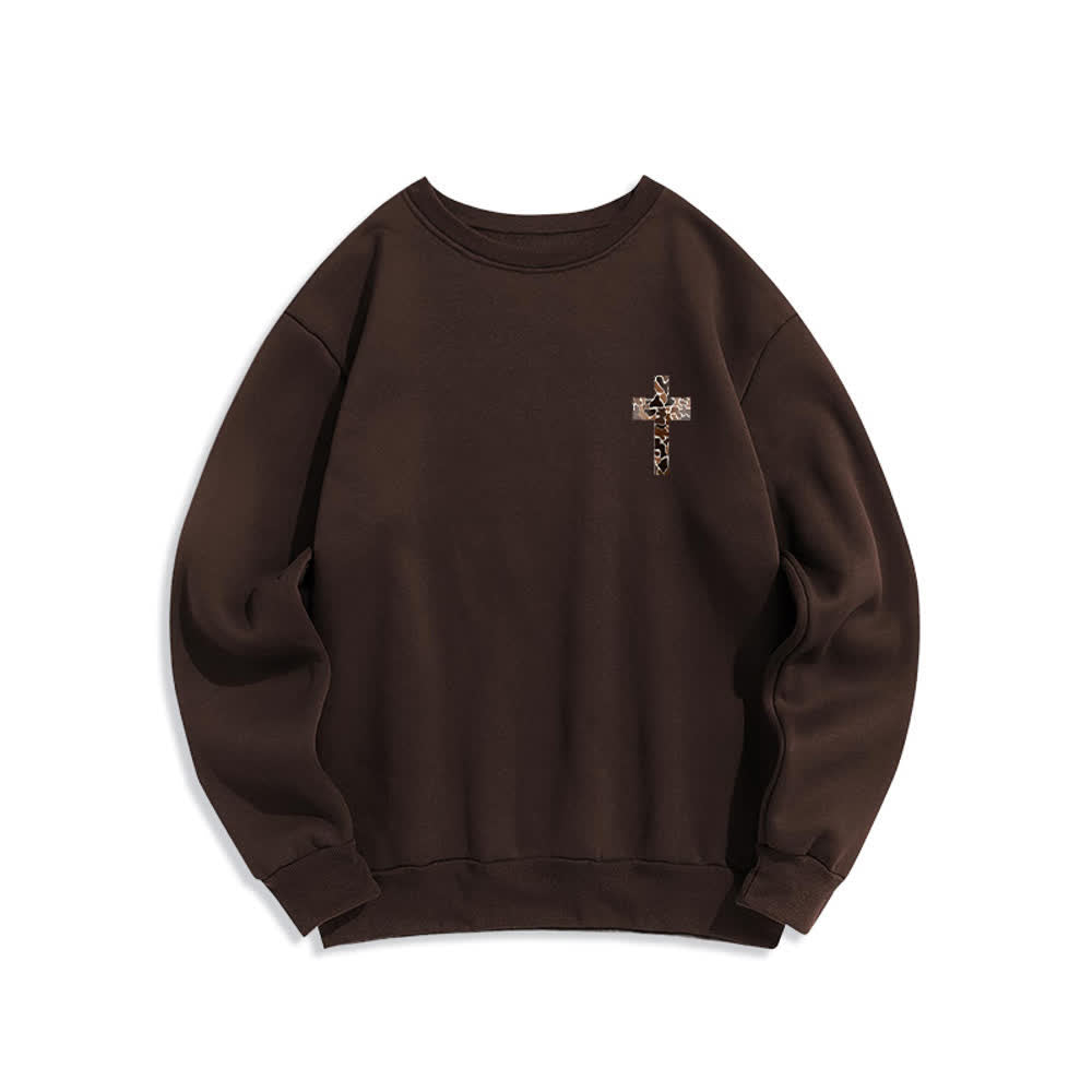 Christianartworkshop Olive Camo Cross Verse Oversized Crewneck Sweatshirt - image 11