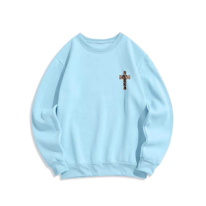 Christianartworkshop Olive Camo Cross Verse Oversized Crewneck Sweatshirt - image 14