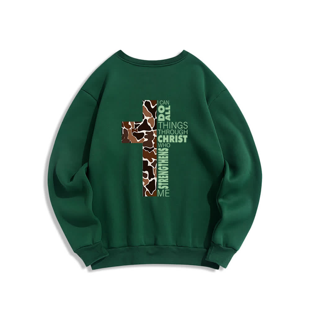 Christianartworkshop Olive Camo Cross Verse Oversized Crewneck Sweatshirt - image 1