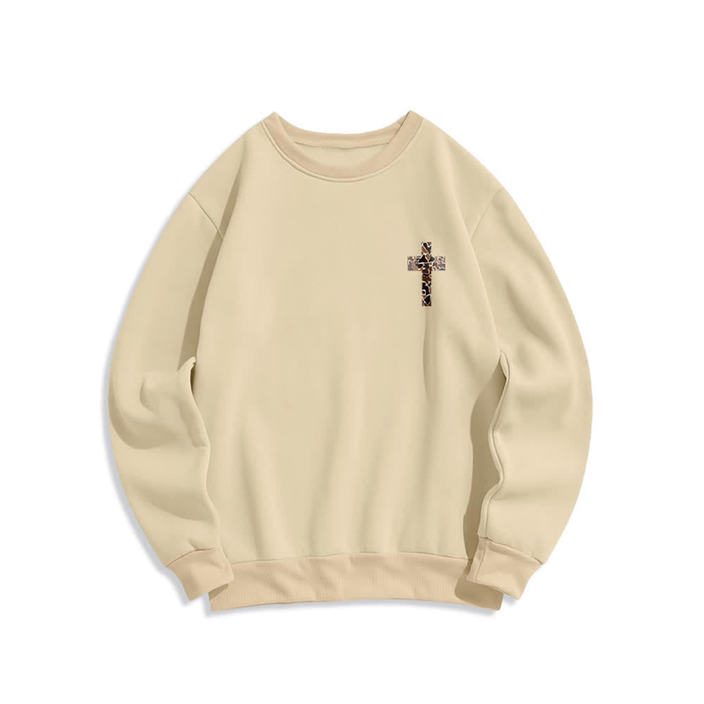 Christianartworkshop Olive Camo Cross Verse Oversized Crewneck Sweatshirt - image 17