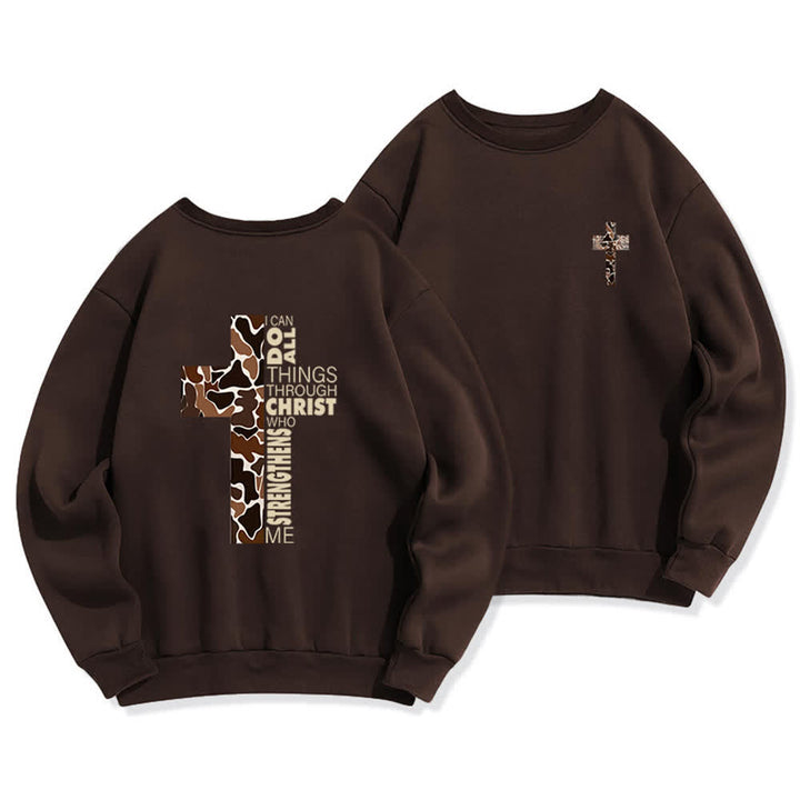 Christianartworkshop Olive Camo Cross Verse Oversized Crewneck Sweatshirt - Brown - 2XL - image 9