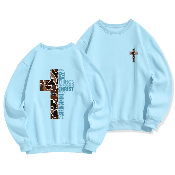 Christianartworkshop Olive Camo Cross Verse Oversized Crewneck Sweatshirt - Blue - 2XL - image 12