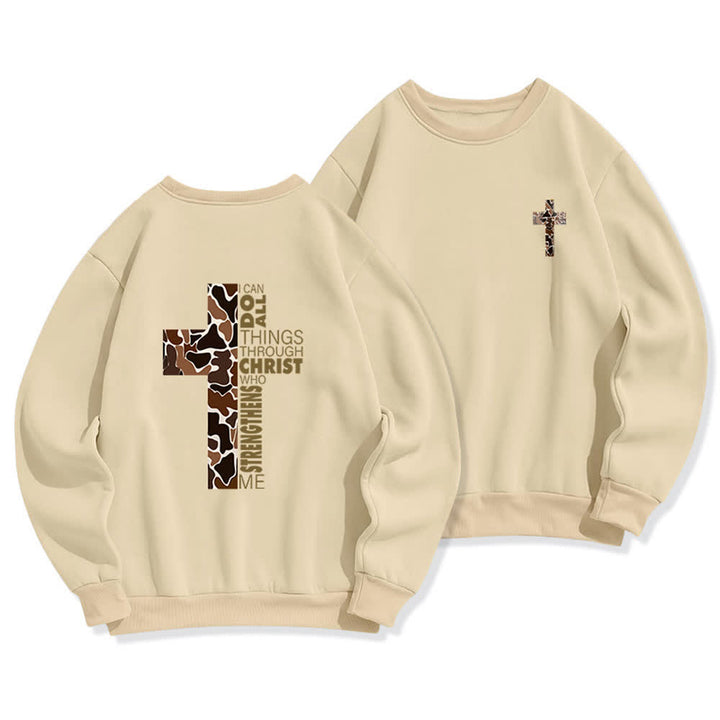 Christianartworkshop Olive Camo Cross Verse Oversized Crewneck Sweatshirt - Beige - 2XL - image 15
