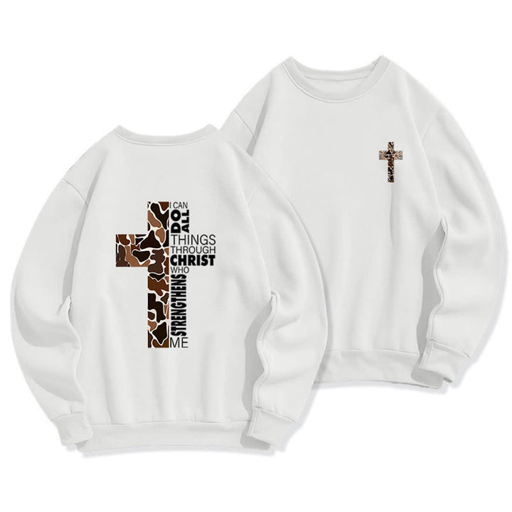 Christianartworkshop Olive Camo Cross Verse Oversized Crewneck Sweatshirt - White - 2XL - image 3
