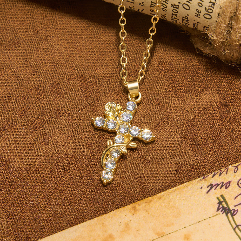 Christianartworkshop Crystal Rose Vine Cross Pendant Necklace: Token of Gentle Heavenly Mercy - image 2
