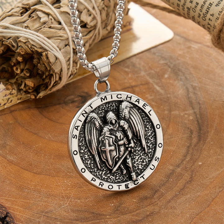 FREE Today: Vintage Relief Saint Michael Reversible Medallion Necklace: Emblem of Mighty Heavenly Protection - St. Michael - image 0