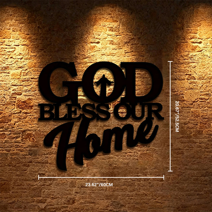 Christianartworkshop God Bless Our Home Metal Wall Art: Stylish Faith Token for Home Decor - 23.62''*20.67''*0.047/60*52.5*0.12cm - image 11