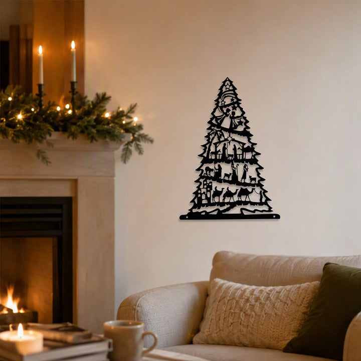 Christianartworkshop Nativity Scene Christmas Tree Metal Wall Art: Emblem of Timeless Peaceful Tidings - image 2