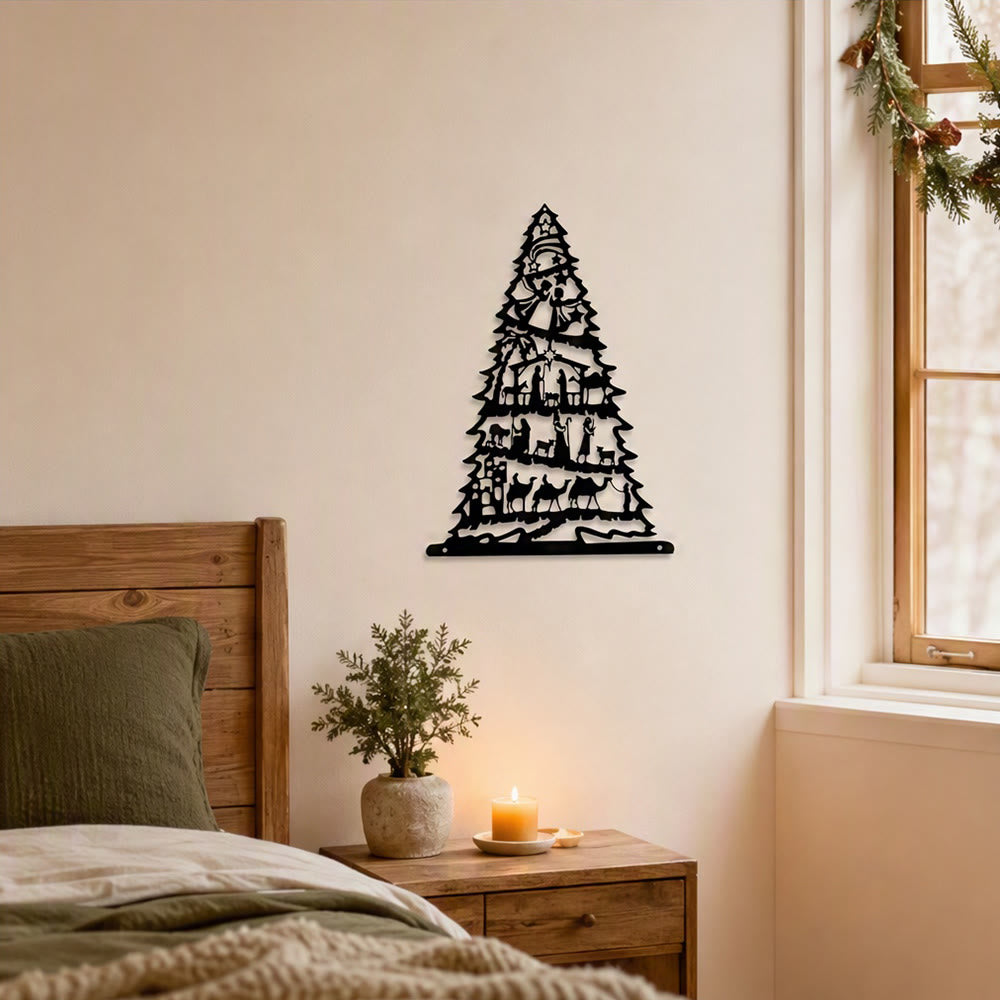 Christianartworkshop Nativity Scene Christmas Tree Metal Wall Art: Emblem of Timeless Peaceful Tidings - image 4