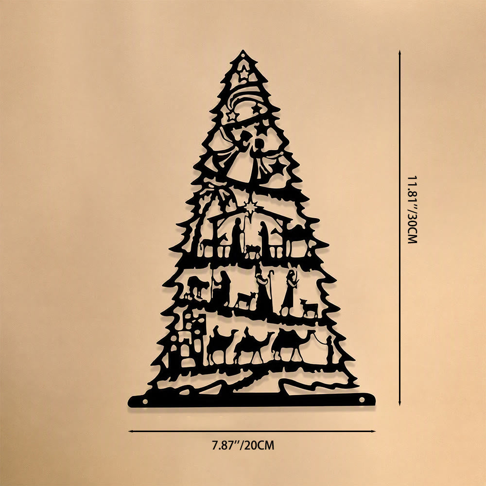 Christianartworkshop Nativity Scene Christmas Tree Metal Wall Art: Emblem of Timeless Peaceful Tidings - 7.87''*11.81"*0.04''/20*30*0.1cm - image 6