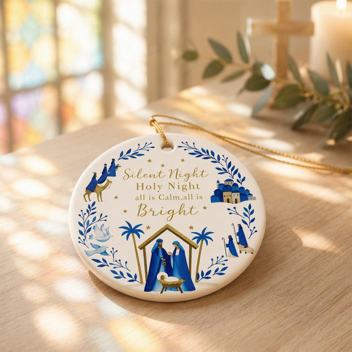 Christianartworkshop Silent Night Holy Night Nativity Ceramic Ornament: Emblem of Heavenly Peace - image 3