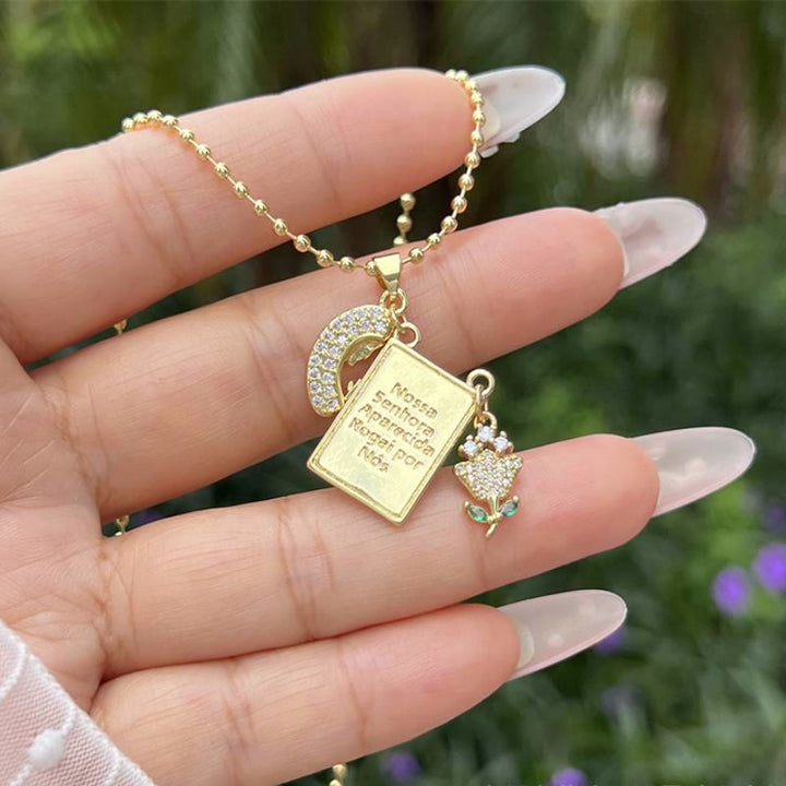 Christianartworkshop Bead Chain Holy Medallion Cross Necklace: Emblem of Tender Heavenly Comfort - image 5