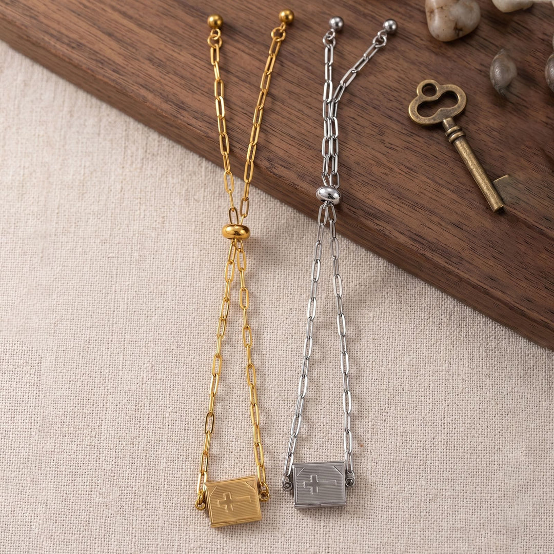 Christianartworkshop Hinged Book‑Shaped Locket Bracelet With Inner Faith Engraving: Token of Quiet Abiding Assurance - image 2