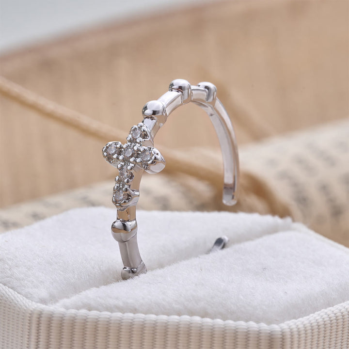 Christianartworkshop Dainty Segmented Band Sparkling Cross Ring: Token of Steadfast Quiet Hope - US 9 - image 0