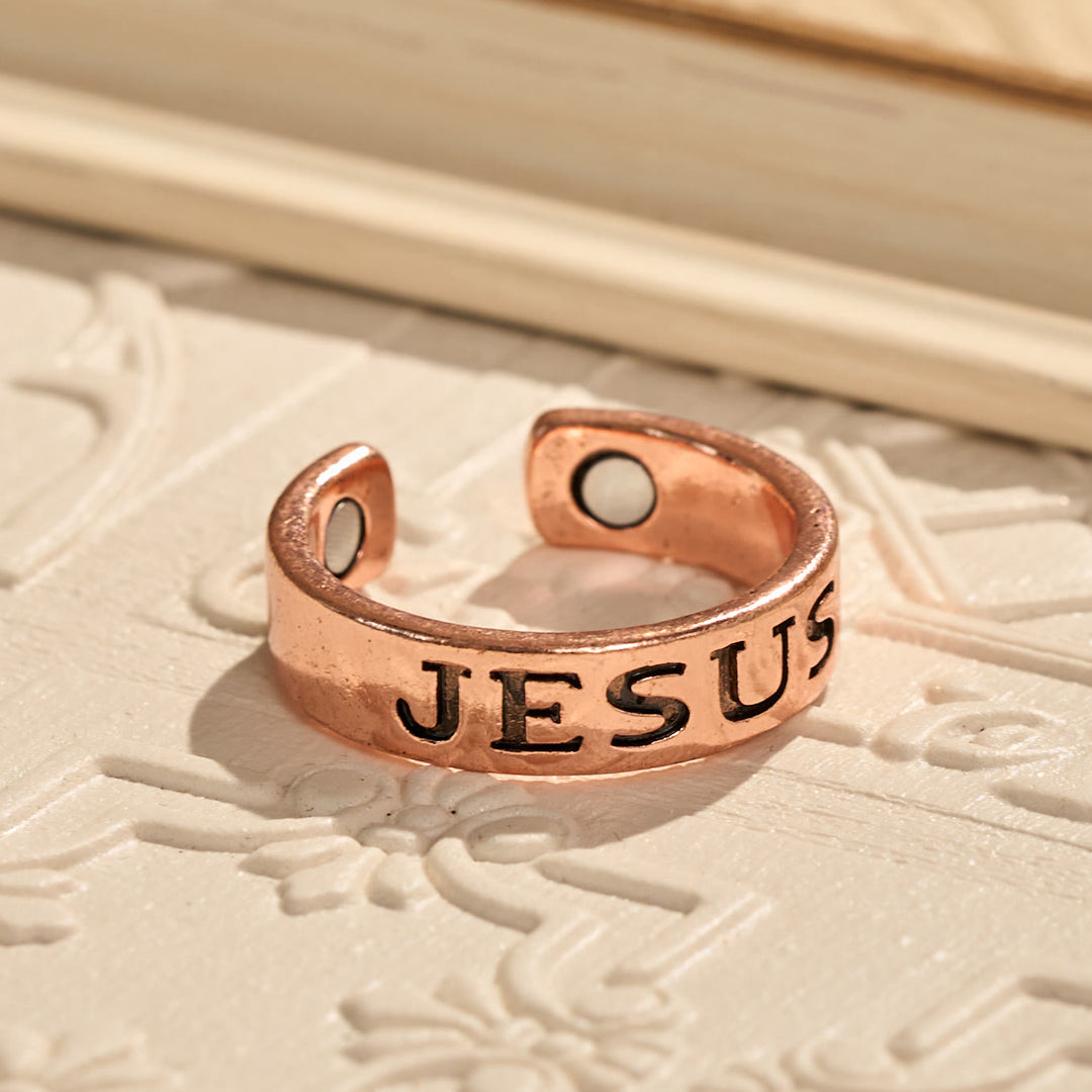 Christianartworkshop Meaningful Engraved Text Open Band Ring: Bearer of Calm Timeless Spiritual Peace - image 2