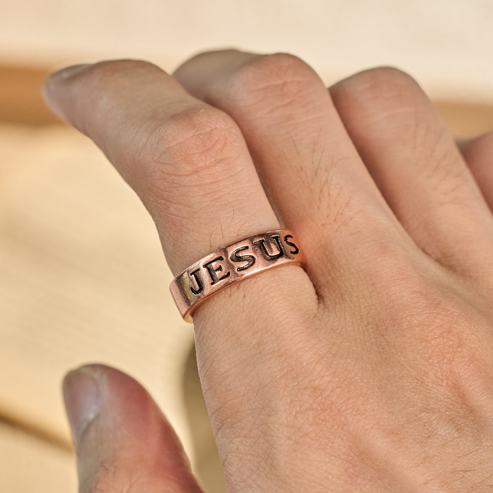 Christianartworkshop Meaningful Engraved Text Open Band Ring: Bearer of Calm Timeless Spiritual Peace - image 1