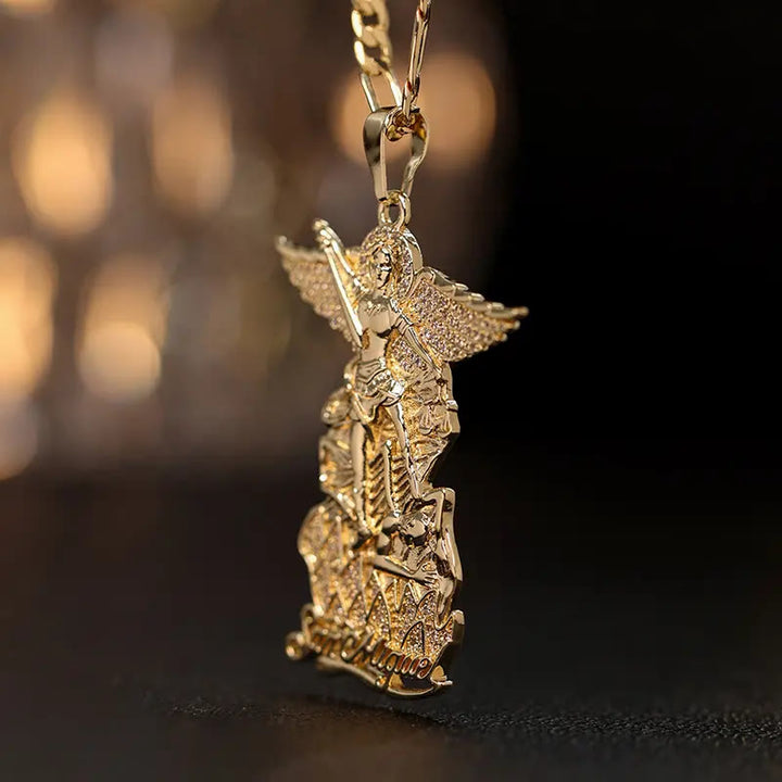 Christianartworkshop Detailed Carved Victorious Guardian Pendant Chain: Token of Triumphant Sacred Hope - image 4