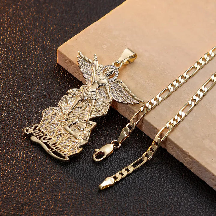 Christianartworkshop Detailed Carved Victorious Guardian Pendant Chain: Token of Triumphant Sacred Hope - image 6