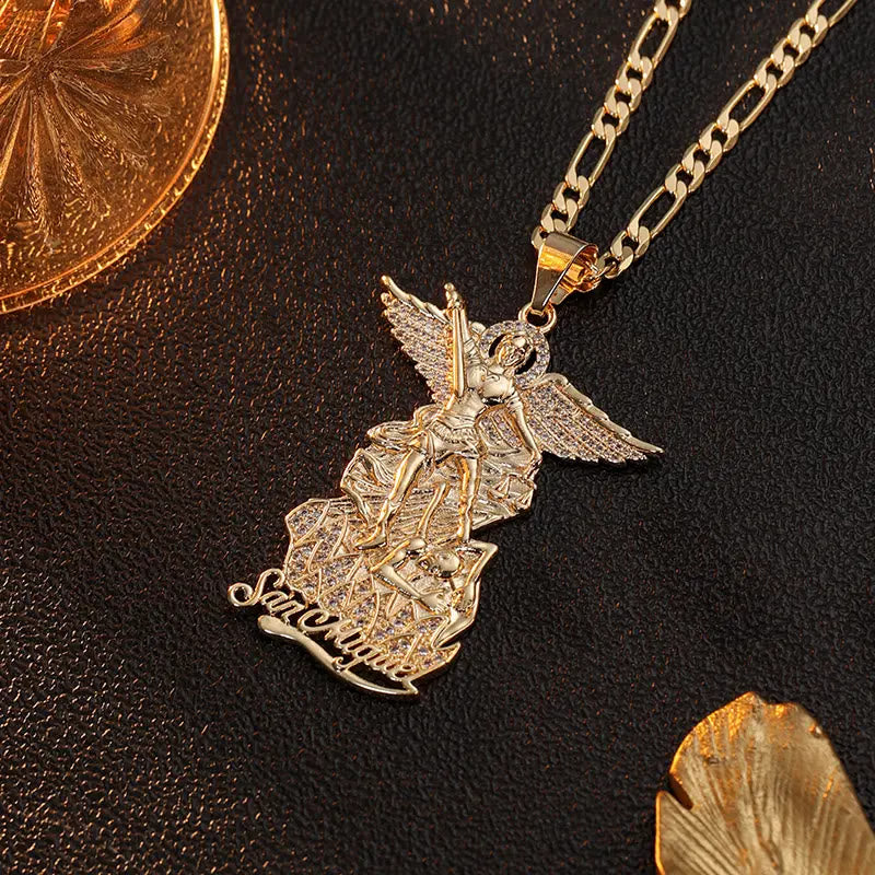 Christianartworkshop Detailed Carved Victorious Guardian Pendant Chain: Token of Triumphant Sacred Hope - image 5