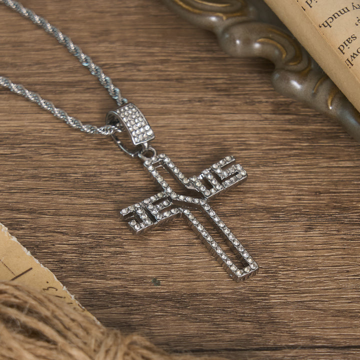 Christianartworkshop Hollow Script Jesus Cross Necklace With Inlaid Stones: Symbol of Enduring Faith - image 6